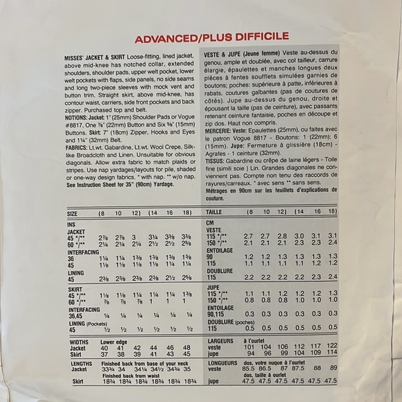 Vintage Jacket and Skirt Sewing Pattern: DKNY, Vogue Patterns - Picture 3 of 5